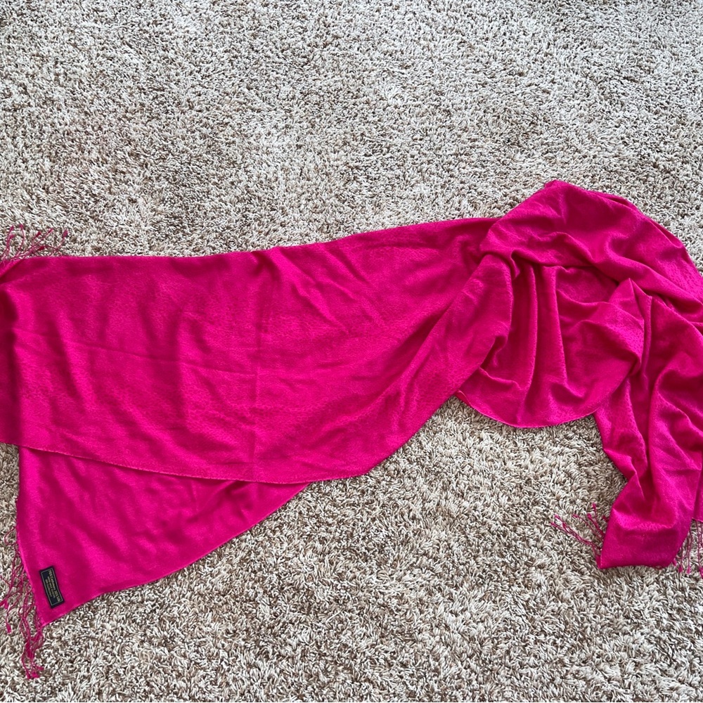 Vibrant Pink Jersey Knit Scarf with Ruched Detail
